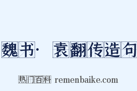 魏书·袁翻传造句是什么意思的图片